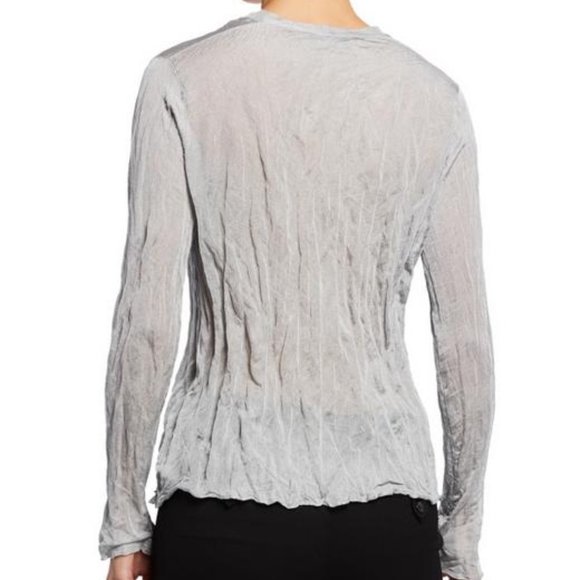 Theory Crinkled Steel V Neck Sweater Gray M - Picture 3 of 6